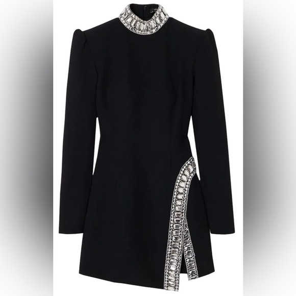 ANDREW GNCrystal-Embellished Crepe Mini Dress - Black